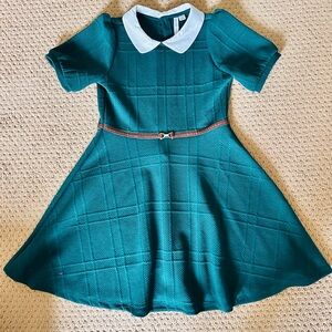 Janie and Jack Teal Plaid Dress with White Collar